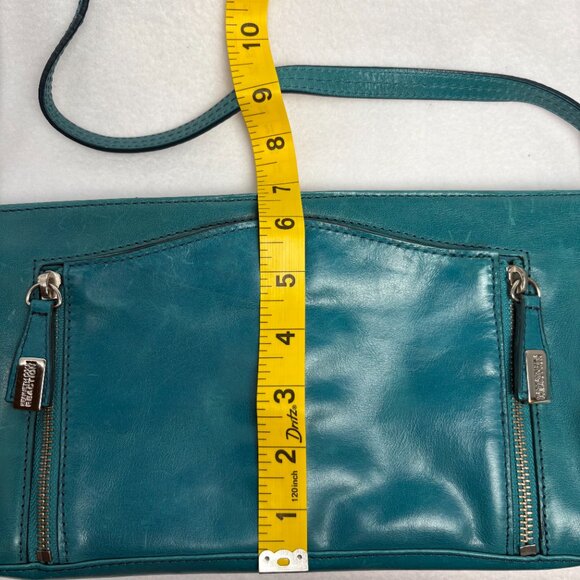 Kenneth Cole Reaction Teal-Colored Leather Shoulder Clutch Style Handbag - Picture 14 of 16